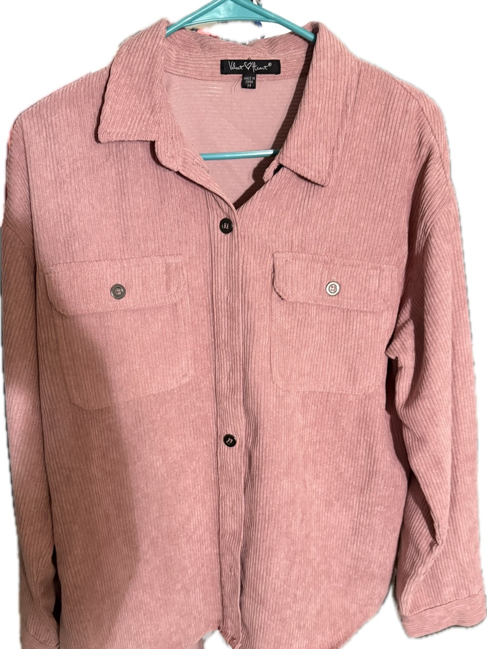 Velvet Heart Dusty Pink Corduroy Button-Up Jacket